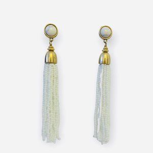 Vintage White + Gold Beaded Earrings